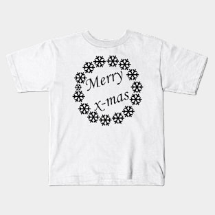 Merry X-mas Typography Design - Black and White 2 Kids T-Shirt